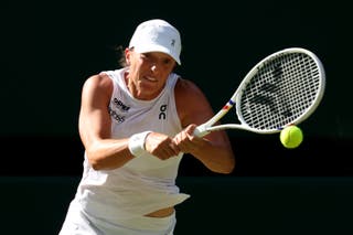 Iga Swiatek in semi-final action at Wimbledon